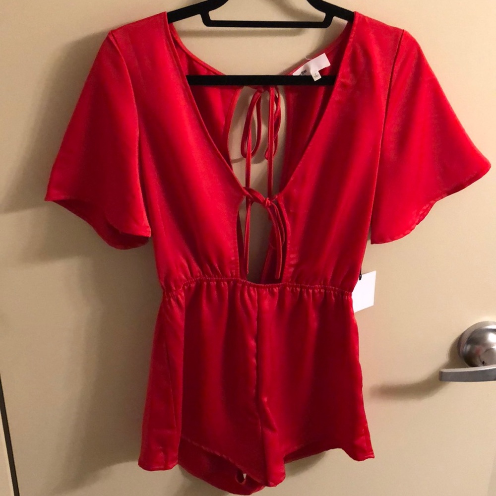 Red Satin Romper
